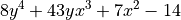 8y^4+43yx^3+7x^2-14